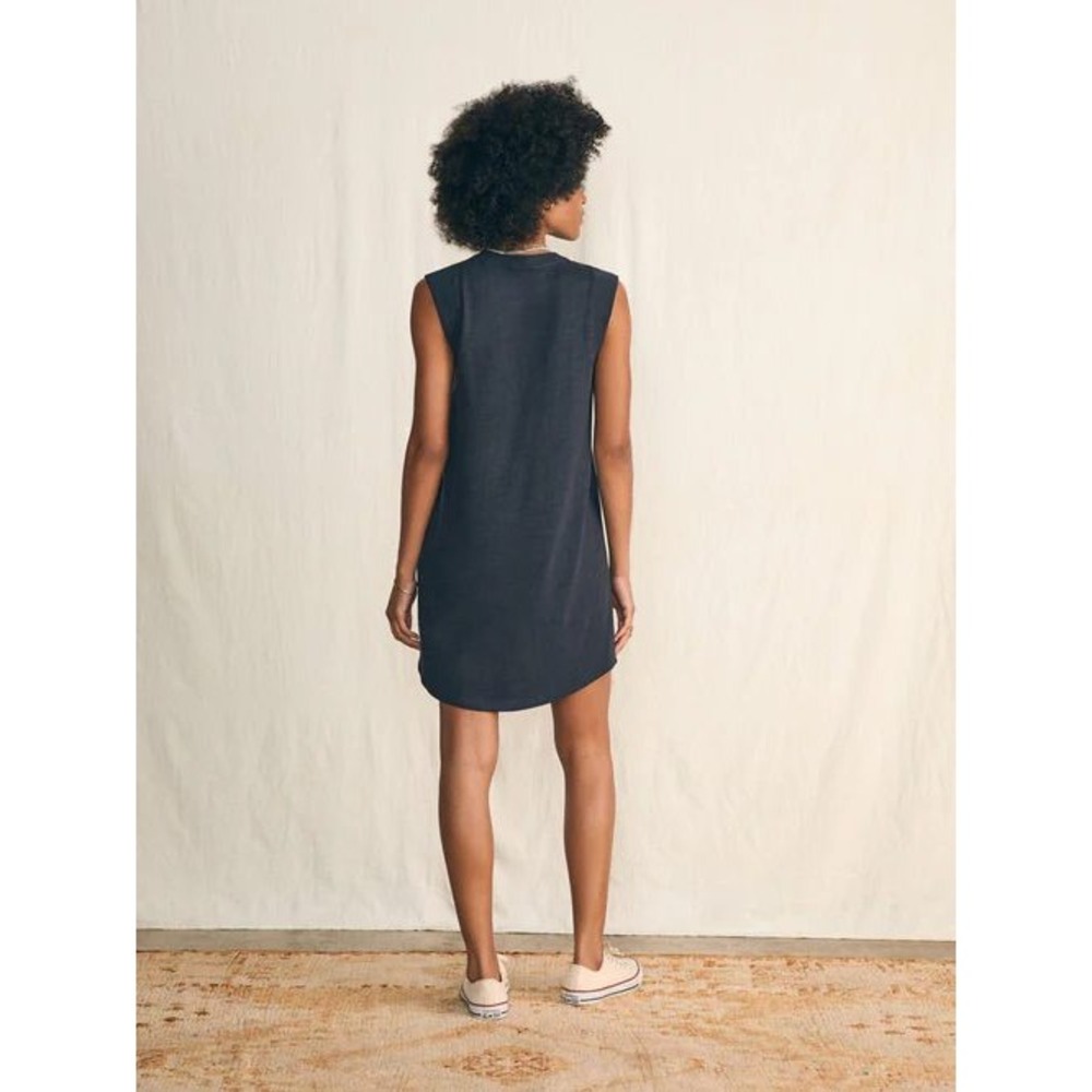 NWT Faherty Sunwashed Slub Muscle Dress WDU2440 Organic Cotton Black Size Large - Picture 2 of 8